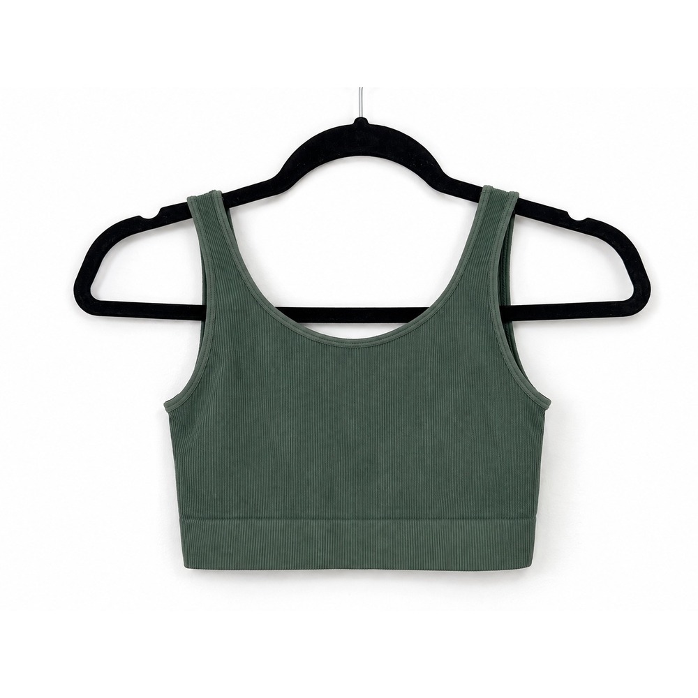 CapezioX Green Ribbed Seamless Crop Top Tank M